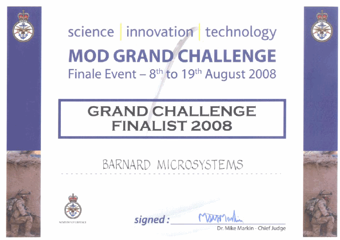 bml finalists for the MoD Grand Challenge 2008