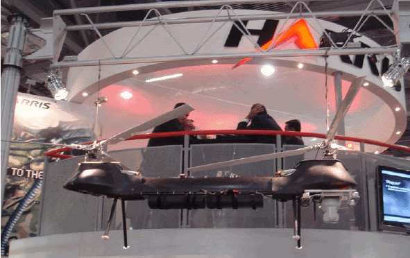 The dual rotor helicopter at the Harris stand at DSEi 2007