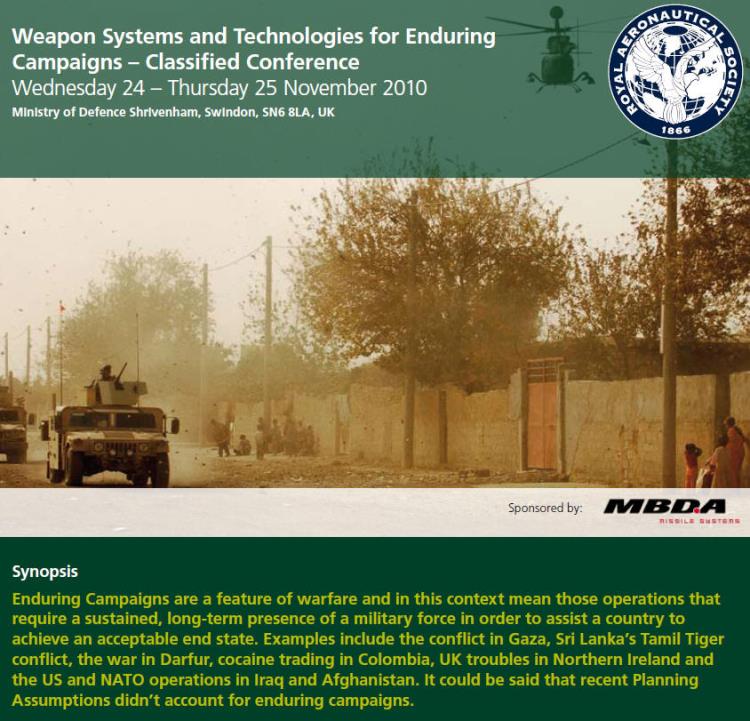 RAeS Conference on Weapon Systems and Technologies for Enduring Campaigns