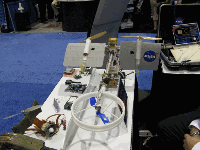 The three rotor NASA tilt wing Unmanned Aircraft, as displayed at the AUVSI Conference 2008 in San Diego