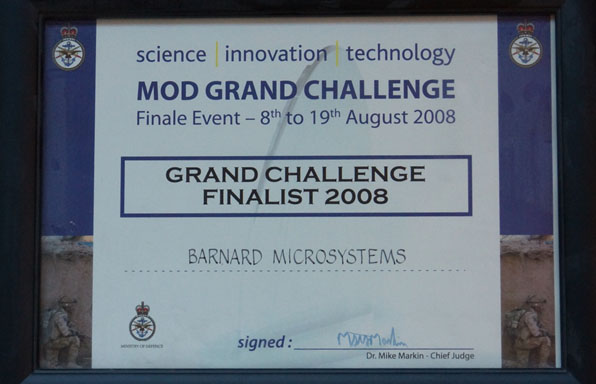 MOD Grand Challenge certificate